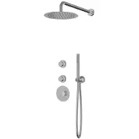Guido Gusto Thermostatische inbouw regendouche chroom drie-knops onder bediening met wandarm 30cm douchekop