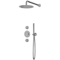 Guido Gusto Thermostatische inbouw regendouche chroom drie-knops midden bediening met wandarm 30cm douchekop