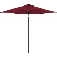 vidaXL - Parasol - met - LED's - en - stalen - paal - 225x225x212 - cm - bordeauxrood