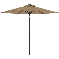 vidaXL - Parasol - met - LED's - en - stalen - paal - 225x225x212 - cm - taupe