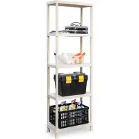 Forte Plastics Plasticforte opbergrek schuur/zolder - kunststof - wit - 60 x 30 x 180 cm - met 5 planken - Opbergkastjes