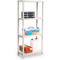 Forte Plastics Plasticforte opbergrek schuur/zolder - kunststof - wit - 60 x 30 x 140 cm - met 4 planken - Opbergkastjes