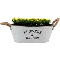 DK Design Plantenpot/bloempot teil Jardin- zink - wit - L30 x D20 x H12 cm