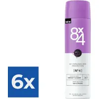 8x4 Deodorant Spray No 4 Vibrant Flower 150 ml - Voordeelverpakking 6 stuks