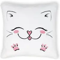WP Merchandise Kussen Kat - Kawaii - Schattig Poesje Sierkussen 33 cm Wit