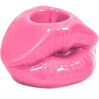 House Vitamin Candle holder lip ceramic neon pink 10,5x6,5x5,5cm