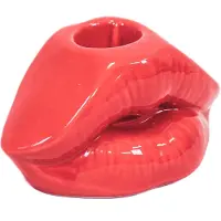 House Vitamin Candle holder lip ceramic red 10,5x6,5x5,5cm