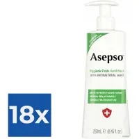 Asepso - Hygienic Fresh - Antibacteriële Handzeep/Zeeppomp - 250ml - Voordeelverpakking 18 stuks