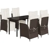 vidaXL 5-delige Tuinset met kussens poly rattan bruin