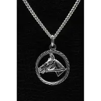 MOOYE ® - Collectie Zilveren Paardenhoofd ketting hanger - in rand