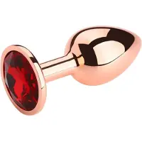 PLGZ - Rosebud Metalen Buttplug - Rosé Goud - Rode Siersteen - Verkrijgbaar in 3 maten Large
