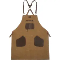 Xinzuo Keukenschort / BBQ schort - Gemaakt van zeildoek (canvas) en leer - Retro design met veel vakken