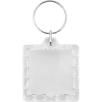 Combicraft Plexiglas sleutelhanger blanco vierkant geribbeld 39x39mm - 25 stuks