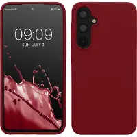 Kwmobile telefoonhoesje geschikt voor Samsung Galaxy A55 5G - Hoesje met siliconen coating - Smartphone case in rabarber rood