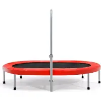 Trendmix XL Dubbele Fitness Trampoline voor 2 personen - 150 kg belasting - Opvouwbare Mini Trampoline Met Verstelbare Leuning - Voor volwassenen en kinderen - 154 x 89 x 92-132 cm - Rood
