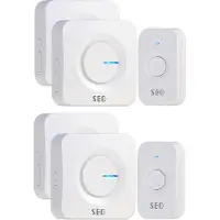 SEC24 DB706WV2 Draadloze Deurbel set met 4 Ontvangers wit - Regelbaar Volume en 52x Melodie - LED - Wit