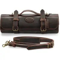 Xinzuo Luxe en Oprolbare Messentas van Crazy Horse Leather | 11 messen + ritssluiting | Tas voor messen - Chef tas - Chef Bag - Kokstas - Messenhouder - Messenfoudraal - Messenmap