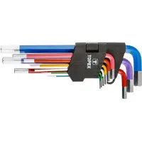 Topex INBUSSLEUTEL SET GEKLEURD - 9 DLG - 1.5 T/M 10 MM - CHROOM-VANADIUMSTAAL - ZESKANTSLEUTELSET / STIFTSLEUTELSET