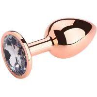 PLGZ - Rosebud Metalen Buttplug - Rosé Goud - Witte Siersteen - Verkrijgbaar in 3 maten Large