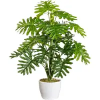 Kopu kunstplant monstera 50cm in sierpot wit 22 bladeren