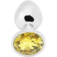 PLGZ - Rosebud Metalen Buttplug - Zilver - Geel - Verkrijgbaar in 3 maten Small