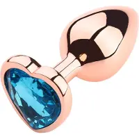PLGZ - Hartvormige Metalen Buttplug - Rosé Goud - Turquoise Siersteen - Verkrijgbaar in 3 maten Large