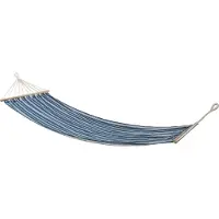 Merkloos Hangmat Beach Vibes - blauw/naturel - 200 x 80 cm - met houten/touwen frame - Hangmatten