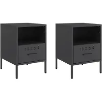vidaXL Nachtkastjes 2 st 36x39x50,5 cm staal zwart