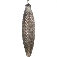 Clayre & Eef Kerstbal Overig Ø 7x24 cm Zilverkleurig Bruin Glas Kerstballen