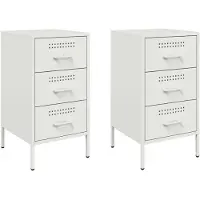 vidaXL Nachtkastjes 2 st 36x39x68 cm staal wit
