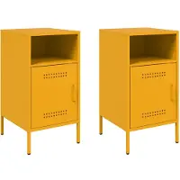 vidaXL Nachtkastjes 2 st 36x39x68 cm staal mosterdgeel