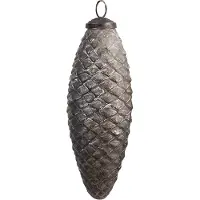 Clayre & Eef Kerstbal Overig Ø 6x16 cm Zilverkleurig Bruin Glas Kerstballen