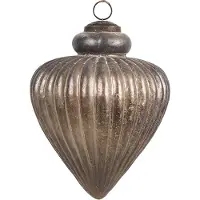 Clayre & Eef Kerstbal Overig Ø 16x18 cm Grijs Bruin Glas Kerstballen