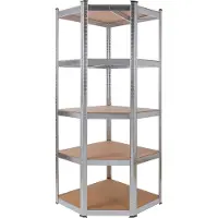 Arebos Hoekrekken | rekken voor zwaar gebruik | boutloze rekken 875kg | gemakkelijk te monteren door plug-in systeem | 70x70x180 cm | 5 planken van MDF | tot 175 kg per plank | gegalvaniseerd