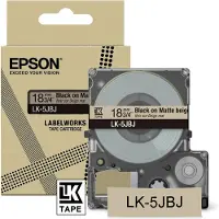 Epson LK-5JBJ matte tape zwart op beige 18 mm (origineel)