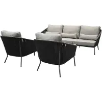 AVH-Collectie Costa stoel bank loungeset 3 delig rope antraciet
