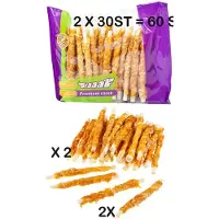 Braaaf 2 X roll sticks met kip 12.5 cm x 30 st - premium kwaliteit - glutenvrij - 5710 -tandverzorgend - 44% runderhuid - 40% kippenborst