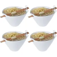 Excellent houseware Ramen bowl - 6x - inclusief chopsticks - porselein - noodle kom set