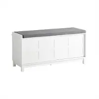 Mara Schoenenbank - Met zitkussen - Schoenenkast - Praktisch - Opbergkast - MDF - Wit - Grijs - 40 x 114 x 53 cm