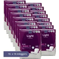 Abena Light Mini Plus 1A, 256x Inlegverband, Karton, te Dragen in aansluitend Ondergoed- Flinke druppels Urineverlies - Absorptie 200 ml, donkerroze