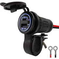 Proride 12V USB Lader Motor - USB C Aansluiting Motor - 2 Poorten met Schakelaar - QC3.0 - Voor Motor en Motorfiets - Blauw