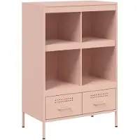 vidaXL Hoge kast 68x39x101,5 cm staal roze