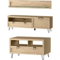 Szynaka Meble Woonkamer set, wandmeubel Limbo, 3-delig, eikenhout Artisan, gedeeltelijk massief
