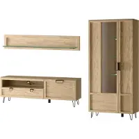 Szynaka Meble Woonkamer set, wandmeubel Limbo, 3-delig, eikenhout Artisan, gedeeltelijk massief