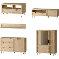 Szynaka Meble Woonkamer set, wandmeubel Limbo, 5-delig, eikenhout Artisan, gedeeltelijk massief