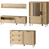 Szynaka Meble Woonkamer set, wandmeubel Limbo, 4-delig, eikenhout Artisan, gedeeltelijk massief