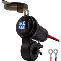 Proride 12V USB Lader Motor - USB Aansluiting Motor - 1 Poort met Voltmeter/Ampèremeter - QC3.0 - Voor Motor en Motorfiets