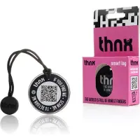 Thnx tag - Veilige QR code - Bagagelabel / Kofferlabel / Sleutelhanger - Maat L - Zwart