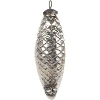 Clayre & Eef Kerstbal Ø 6x16 cm Zilverkleurig Glas Kerstboomversiering Zilverkleurig Kerstboomversiering