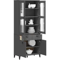 vidaXL Hoge kast VIKEN 80x40x190 cm massief grenenhout antracietgrijs